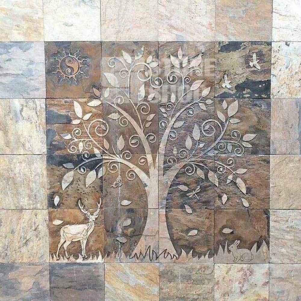 Slatestone Mural Tree of life 4 x 4 ft