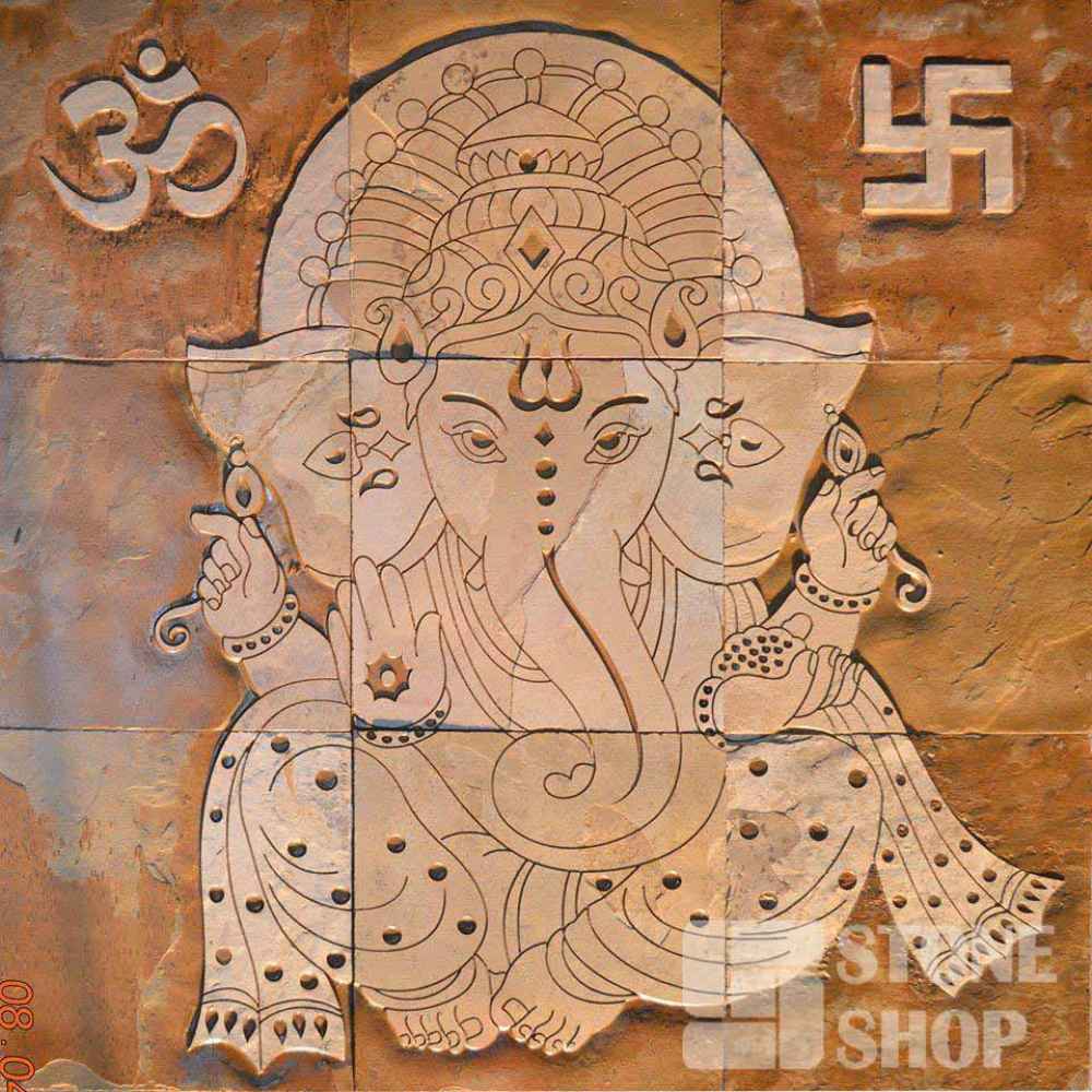 Classic Ganesha Slatestone Mural