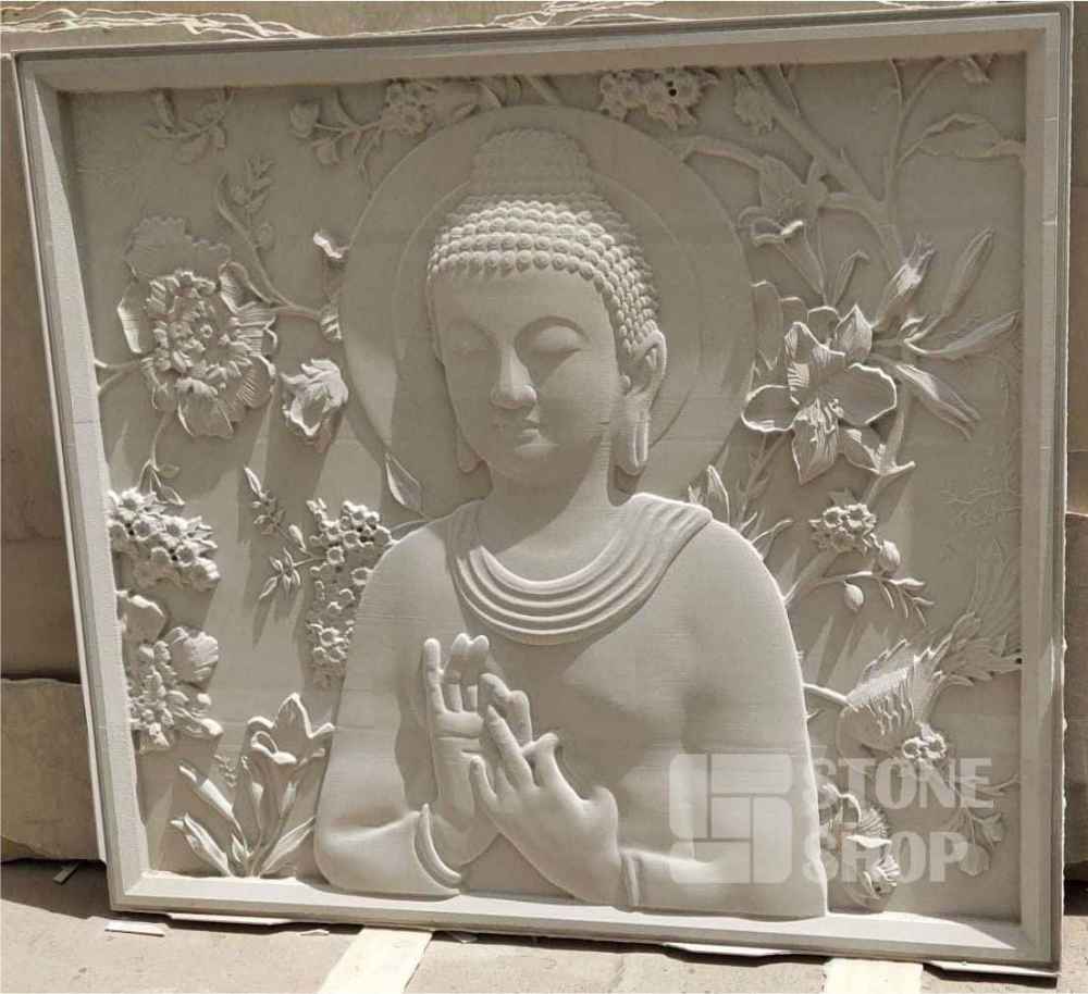 Buddha with flowers and trees 24 x 24