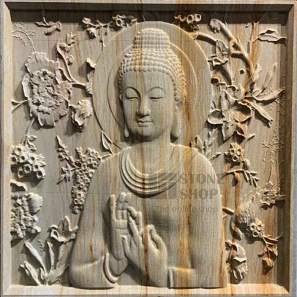 Buddha with flowers and trees 24 x 24