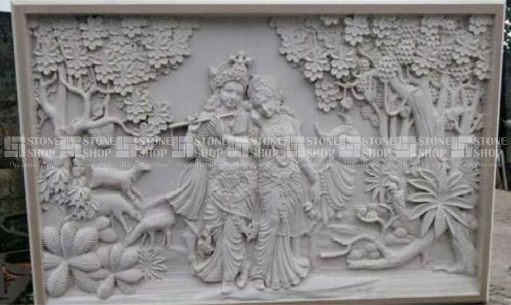 STONE MURAL RADHA KRISHNA 4FT X 3 FT