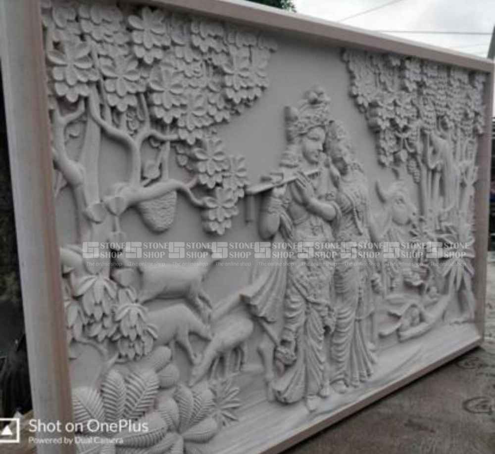 STONE MURAL RADHA KRISHNA 4FT X 3 FT