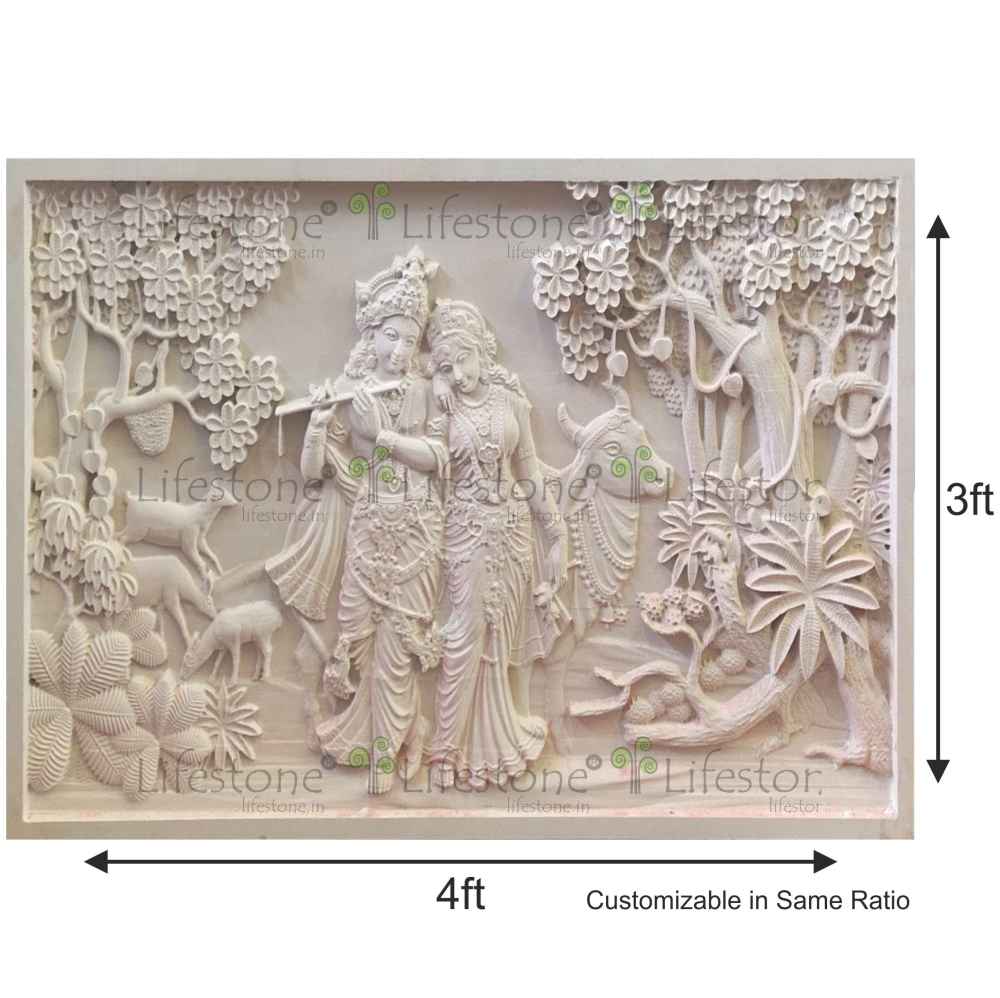 STONE MURAL RADHA KRISHNA 4FT X 3 FT