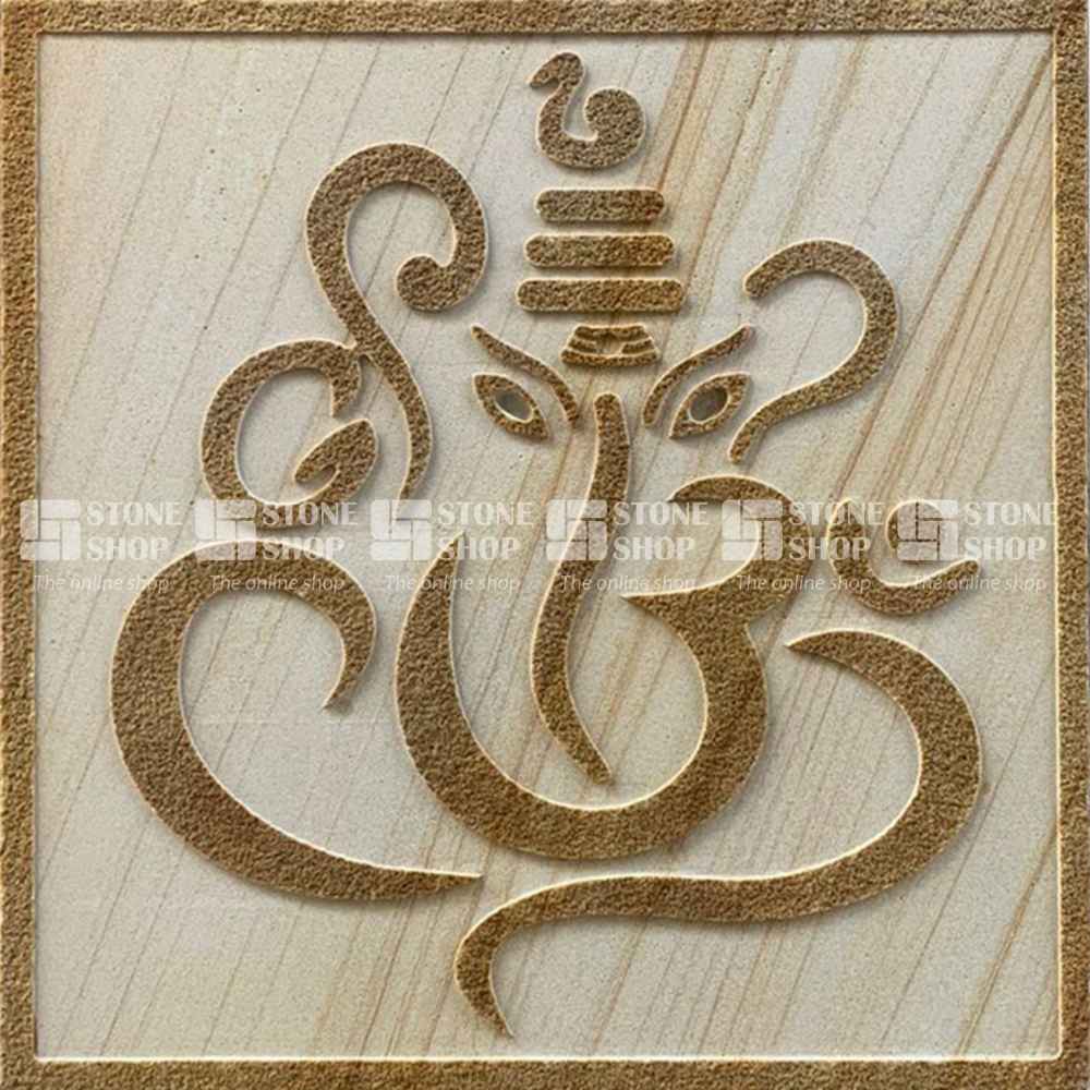 Stone Mural Full om Ganesha on sandstone