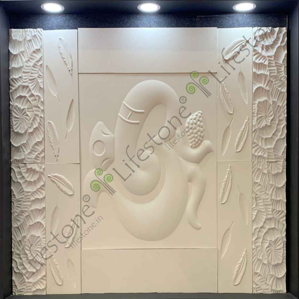 3d Ganesha Pooja room mural 6 ft x 8 ft