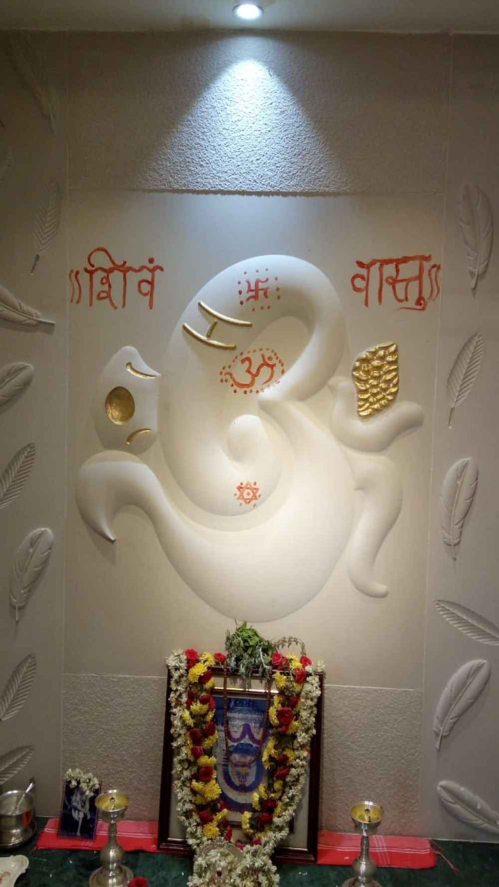3d Ganesha Pooja room mural 6 ft x 8 ft