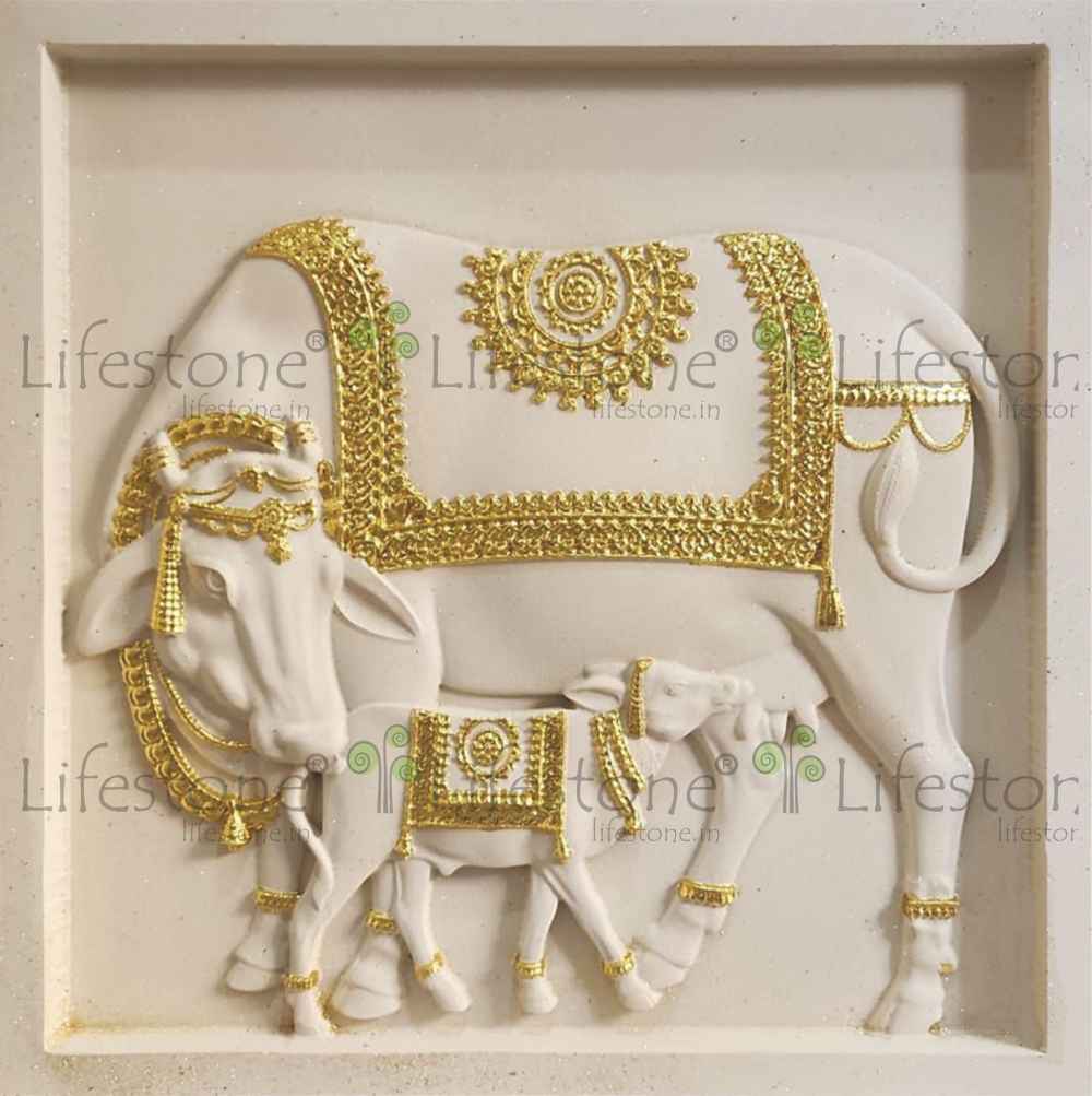 Stone Mural Kamadhenu mural 2 x 2 ft 