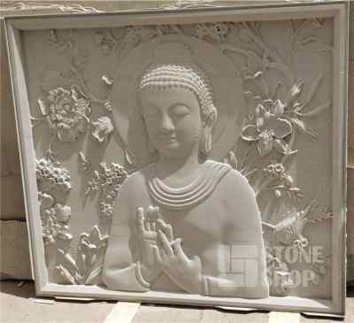 Buddha with flowers and trees 24 x 24