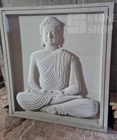 Stone Mural Mint Meditating Buddha 3'x 3' ft