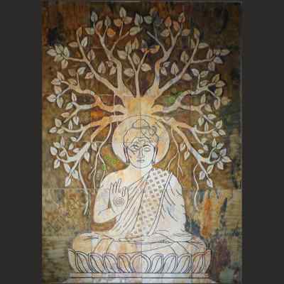 SLATE STONE MURALS MEDITATION BUDDHA 6ft X 4ft