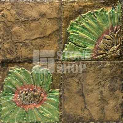 Resin wall tile Green Flower