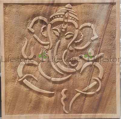 Stone Mural Teak stone New Ganesha 2ft x 2 ft 