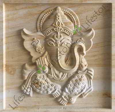 Stone Mural 3d new Ganesha  2ft x 2 ft 50 mm