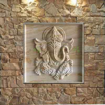 Stone Mural 3d new Ganesha  2ft x 2 ft 50 mm