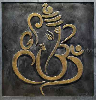 Slate Mural Golden Black Ganesha 2 ft x 2 ft