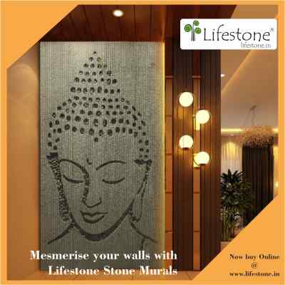 Buddha stone Mural chisel Buddha 4 ft x 6 ft