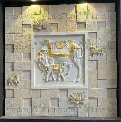 Stone Mural Kamadhenu mural 2 x 2 ft 