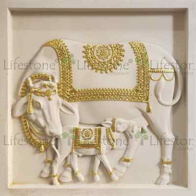 Stone Mural Kamadhenu mural 2 x 2 ft 